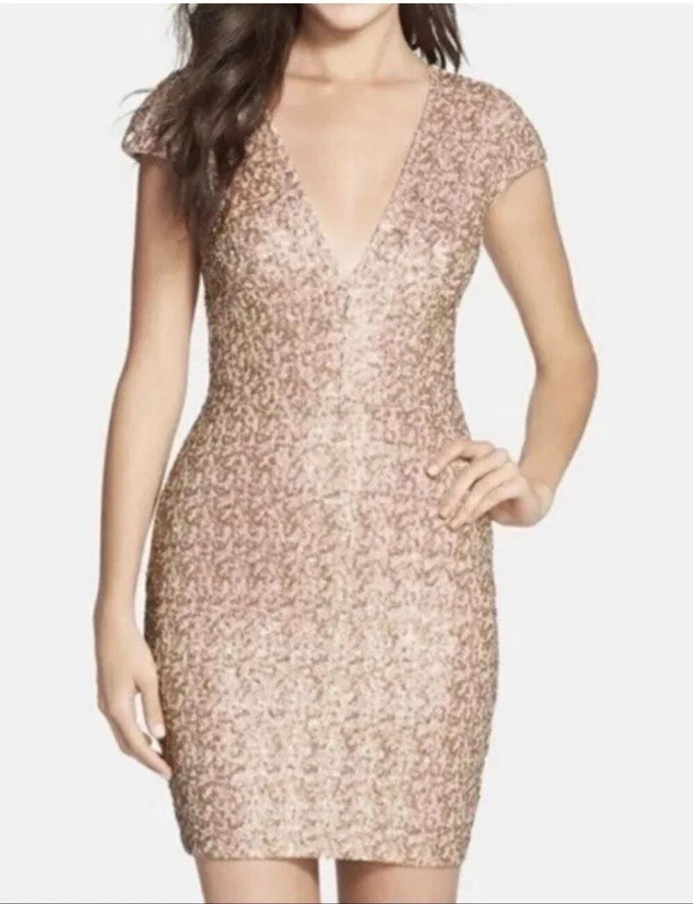 Dress The Population Zoe Sequin Mini Dress Ice Pink large